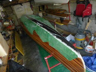 Epoxy / Grphite mix used to create a very rub resistant coating of the keel