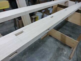Completed mortises for the deck beams