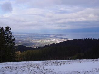 On top of Kaienspitz - View back to lake Bodensee