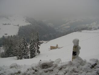 Winterstimmung im Anstieg nach Wattwil. Blick nach Norden